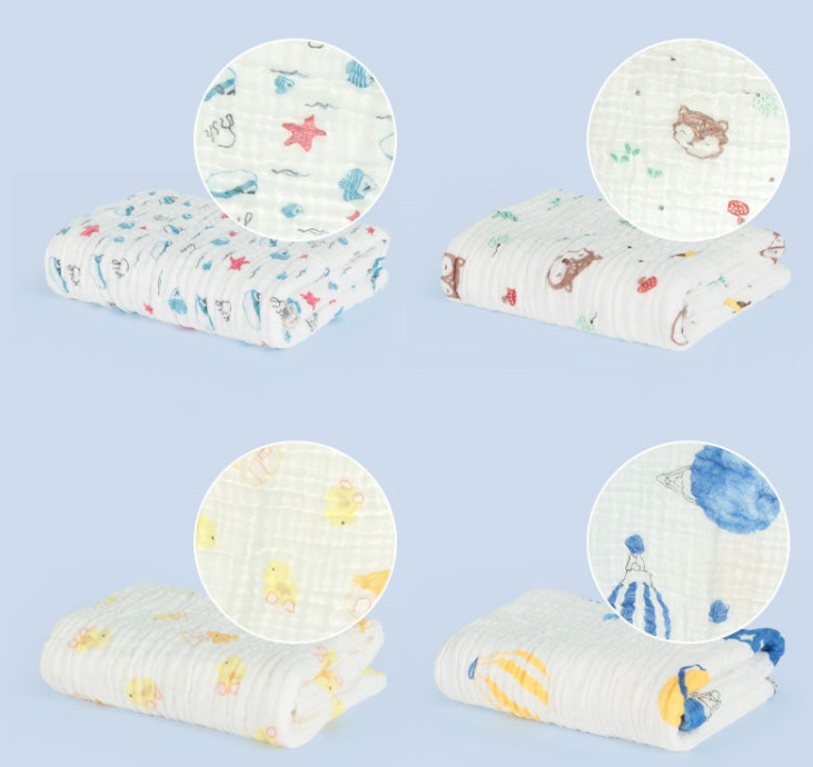 Grade A Multilayer Crepe Cotton Gauze Fabrics Saliva Towel For Babies