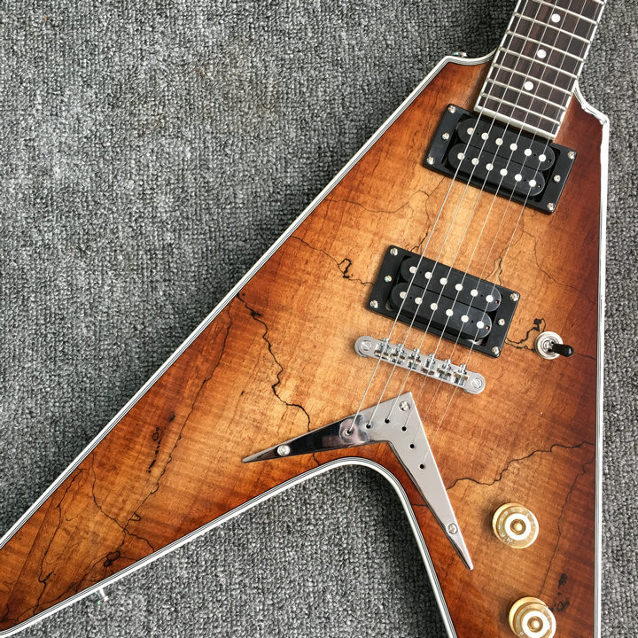 Emerald natural Flying V Electric Guitar China OEM Custom Body flying v guitar& Kits