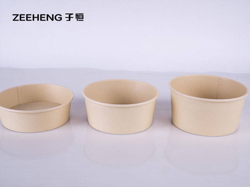 PE Coated 16oz 500ml Matt Salad Food Kraft Paper Bowls Dessert Cup With Lid 0