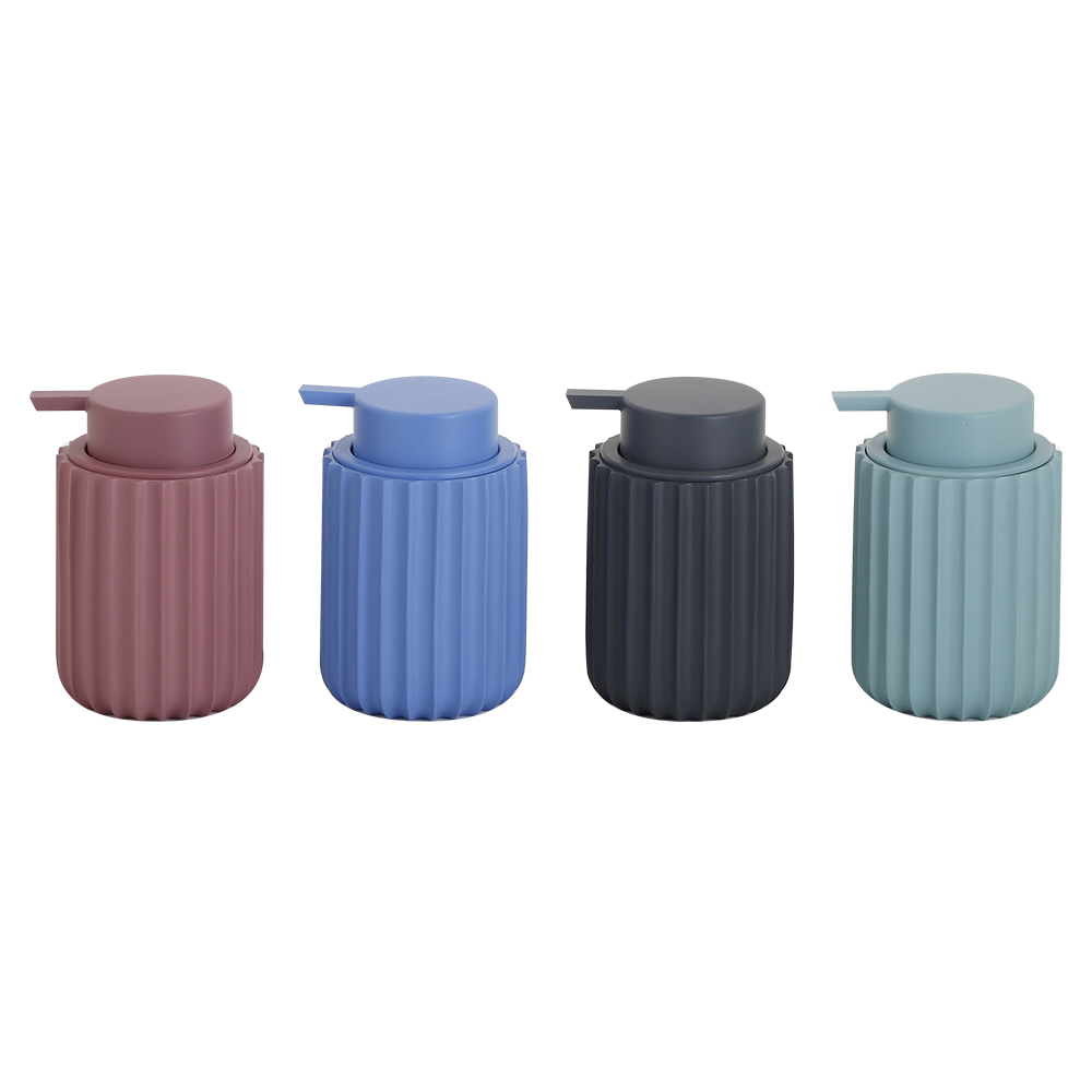 Vertical Stripe Polyresin Bathroom Sets pink color with round shape