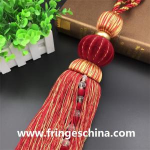 Quality Fashion custom long tassel fringe trimming for curtain attractive tieback hanging ball wholesale