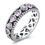 Temperamental Queen'S Crown Pink Heart Pave Diamond Ring S925 Diamond-Encrusted