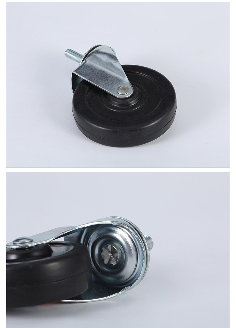 Light Duty 1inch to 3inch Furniture Rubber Black Swivel Castor
