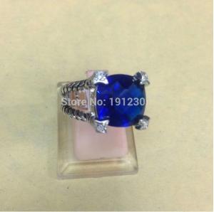 Quality (R-89)wholesale top quality dark blue topaz crystal white gold plated ring jewelry wholesale