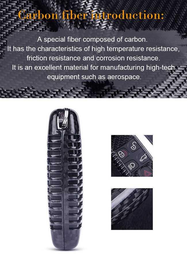 100% Real Landrover Shockproof Carbon Fiber Car Key Case