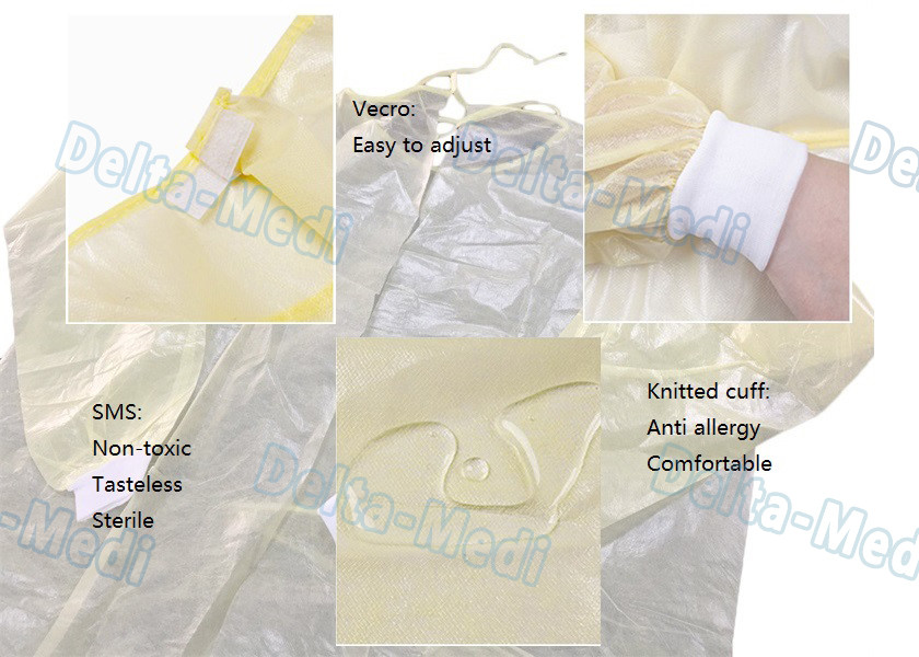 Medical Hospital Isolation Gowns , Patient Surgical Disposable Waterproof Gowns