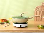 Premium Aluminum Chinese Wok With Tempered Glass Lid And Non Stick Coating
