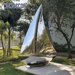 Quality Ocean themed art decoration sculpture mirror stainless steel sailboat sculpture wholesale