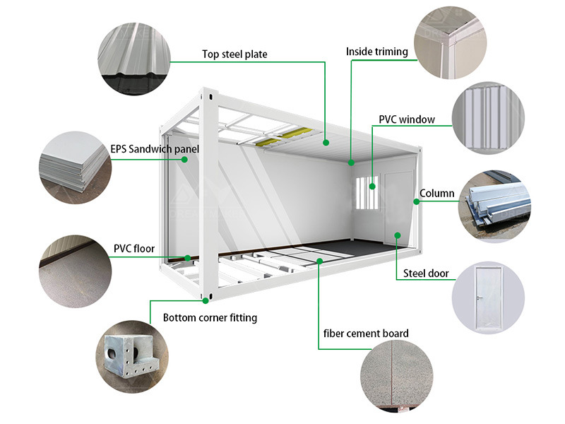 Weather Resistant Flat Pack Container House Customized With Q235 / Q345 Light Steel Frame