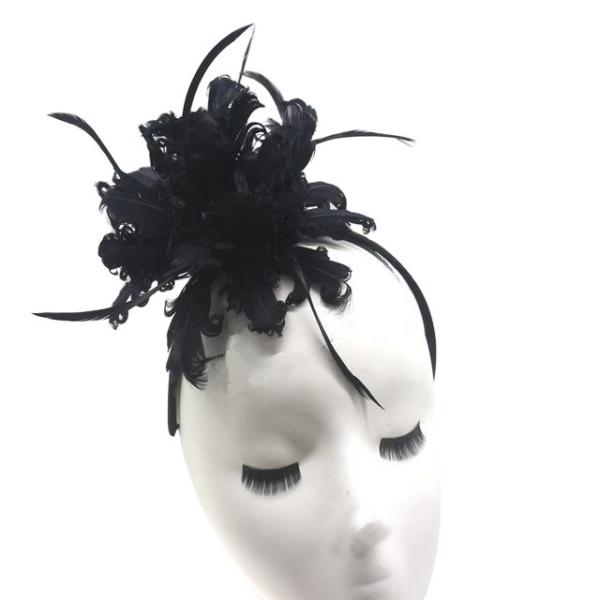 Curly Goose Feather Fascinators For Hair , Millinery Feather Flowers With