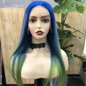 Quality Ombre Blue Green 613 Blonde Wig Straight Lace 13x6 Frontal Human Hair wholesale