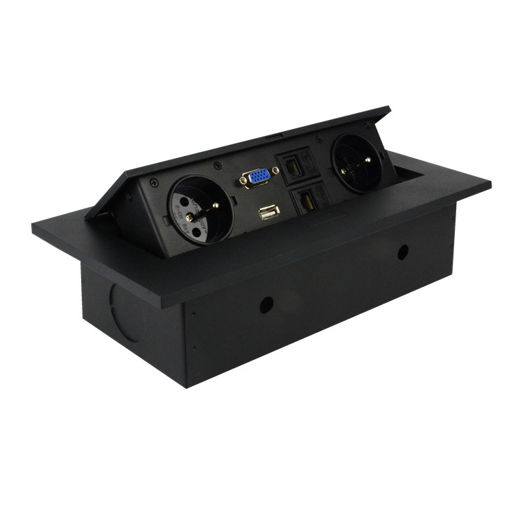 Desktop Connection Data Box for Office Desk Media Socket in Germany Power and Data Socket