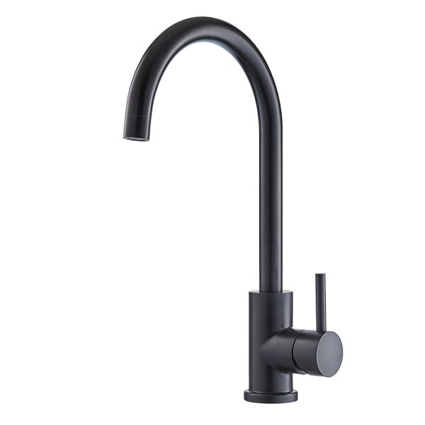Matte Black Goose Neck Kitchen Faucet Single Handle Kitchen Faucet Steel 304/316