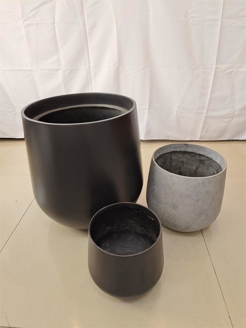 China Wholesale Round Shape Fiberglass Flower Pots GRP Planter Box For Outdoor Indoor Decor