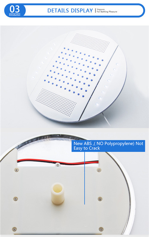 Easy Clean Overhead Rainfall Shower Head Big Water Output With 12V Led Lighting