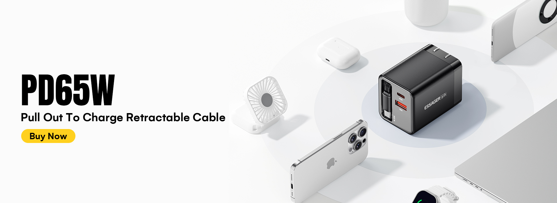 ESSAGER ES-CD49 Series 2 Ports 65W GaN Charger USB Wall Adapter