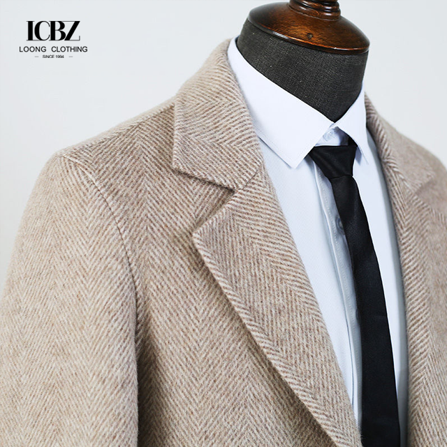 Gender-Neutral Double-Sided Woolen Coat with Word Pattern Zipper Closure and Cashmere