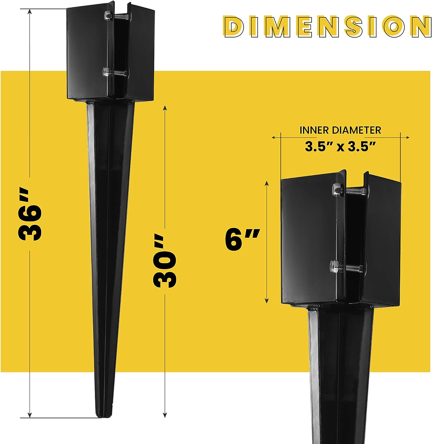 Triangle Bracket Heavy Duty Metal Black Powder Coated Fence Post Anchor for Versatile