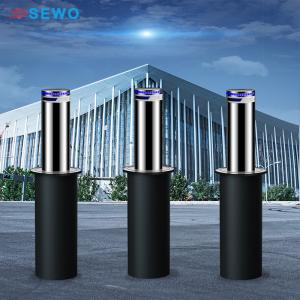 Quality Automatic Parking Bollards Hydraulic Retractable Stainless Steel Bollard with Reflective Sleeve Traffic Safety wholesale