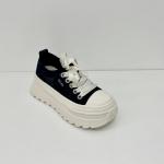 Women fashion breathable sneakers with high top and silk lace up