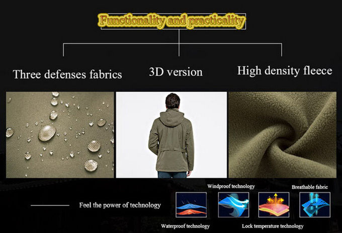2 Pieces Camping Coat Seamless Waterproof Zipper Adjustable Cuff Hign Density