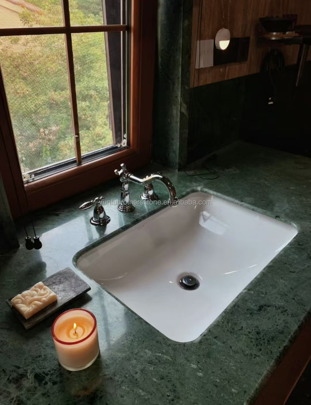 Calcite Dark Green Marble for Modern Design Villa Bathroom Sink and Dining Table