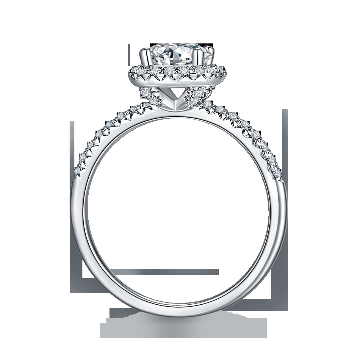 925 Sterling Silver Jewelry Diamond Moissanite Engagement Rings Round Shaped Dainty Band Ring
