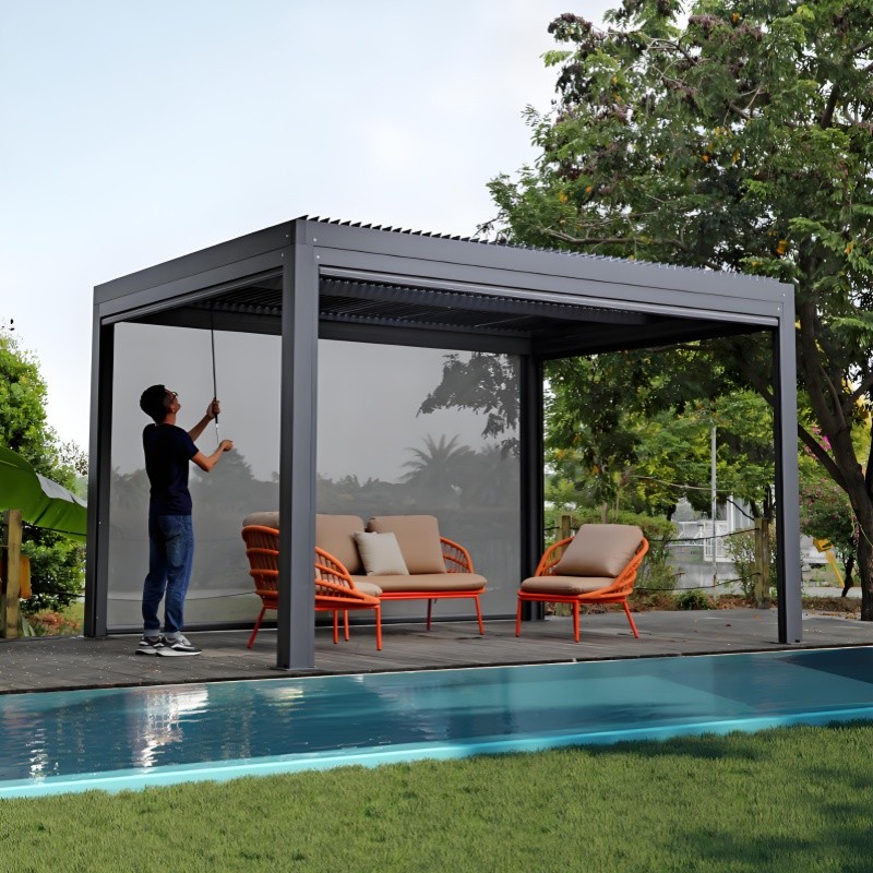 Flip 10x10 Aluminum Pergola Outdoor Patio with Free Ventilation Feature