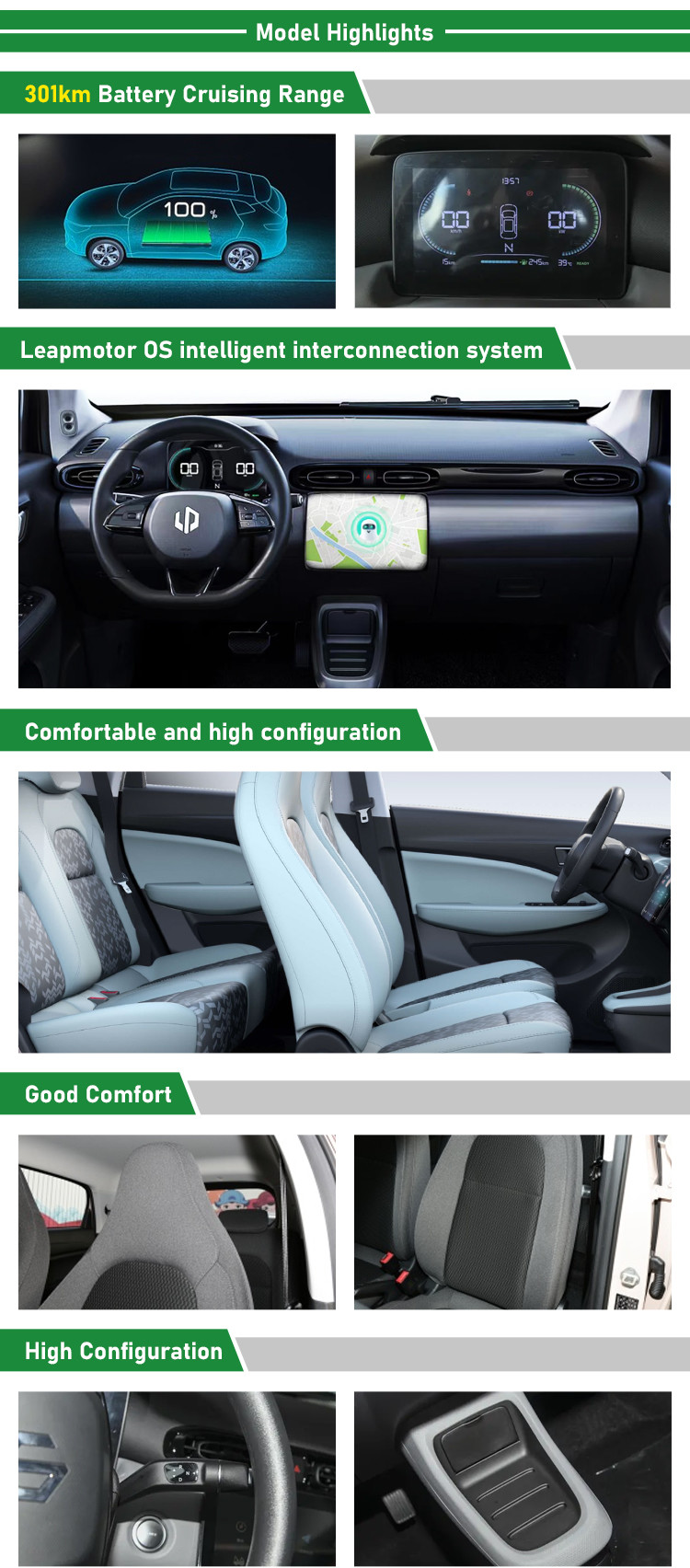 LEAPMOTOR T03 Chinese Mini Electric Car 200-403KM For Urban Transportation