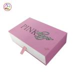 Pink Fancy Paper Gift Box , Slide Open Gift Boxes UV Coating Feature