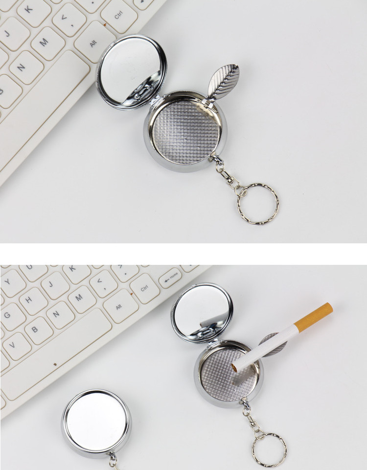 Portable Custom Round Ashtray Keychain Creative Stainless Steel