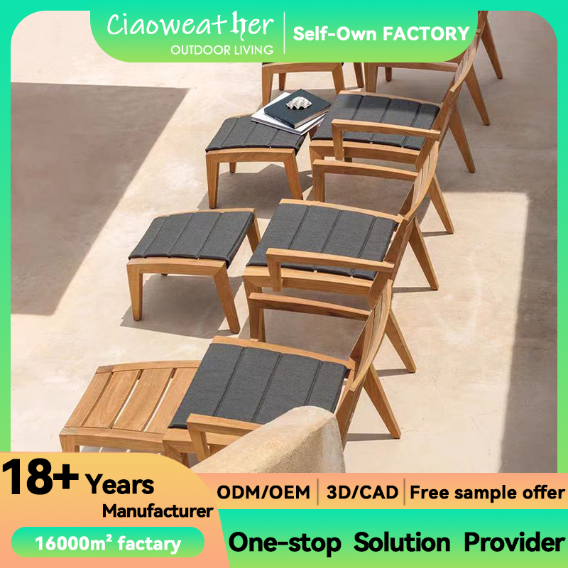 Waterproof Teak Chairs for Outdoor Courtyard Villa Open-Air and Comfortable Design