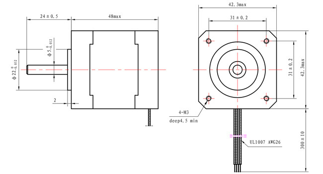 NEMA 17 Hybrid Stepper Motor 42x42x48mm 1.68A 4.2kg.Cm Bipolar For 3D Printer