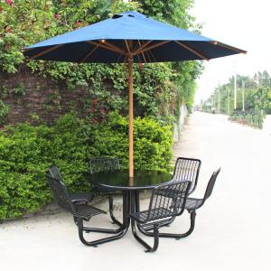 Quality Commercial Outdoor Picnic Table With Umbrella Welded Wire Cloth Metal Material wholesale