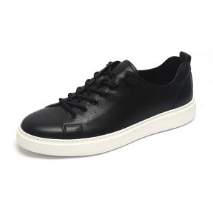 Quality Autumn Black Lace Up Breathable Leather Sneakers wholesale