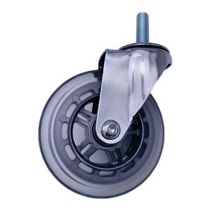 Quality 75mm Transparent Thread Stem PU Caster Wheels with Chrome Plated wholesale