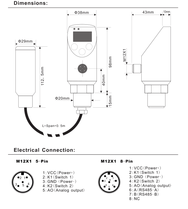 WNK RS485 Electronic Level Switches Industrial Grade For Liquid Oil