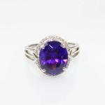 Women Jewelry Oval Purple Cubic Zirconia Sterling Silver Ring (R234)