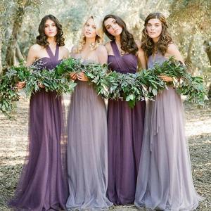 Quality Hot Sale Gray And Purple Halter Chiffon Strapless Grace Evening Dress TSJY125 wholesale