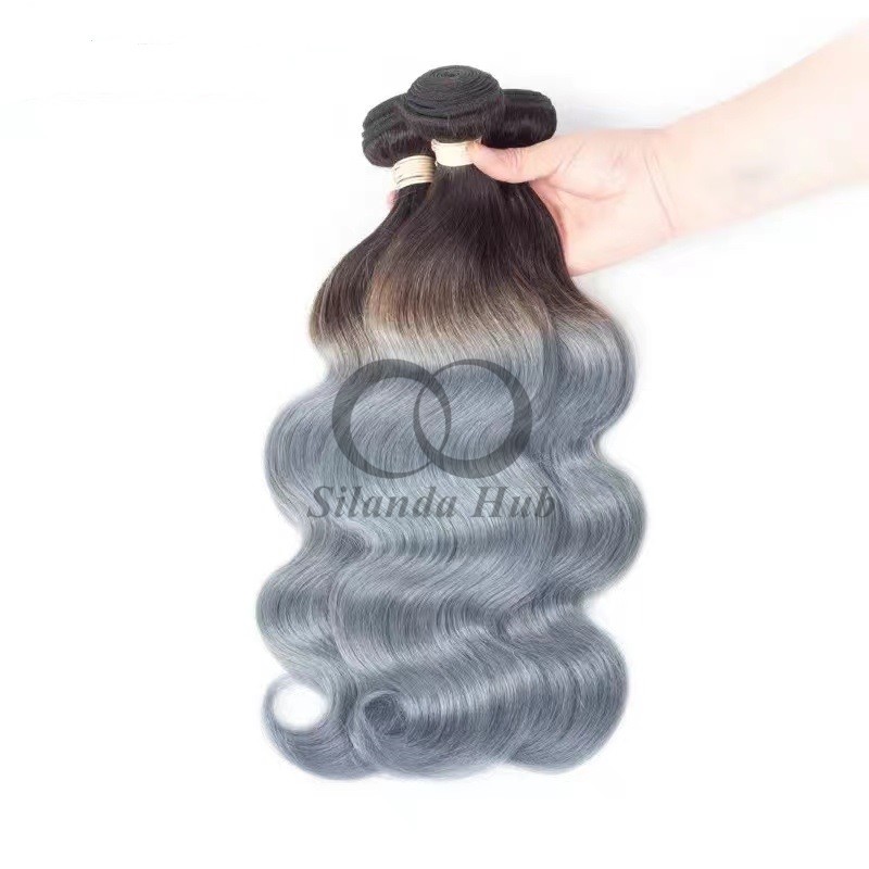 #T1B/Grey Body Wave Remy Human Hair Bundles Sew In Weave Bundles Brazilian Bundle Deals