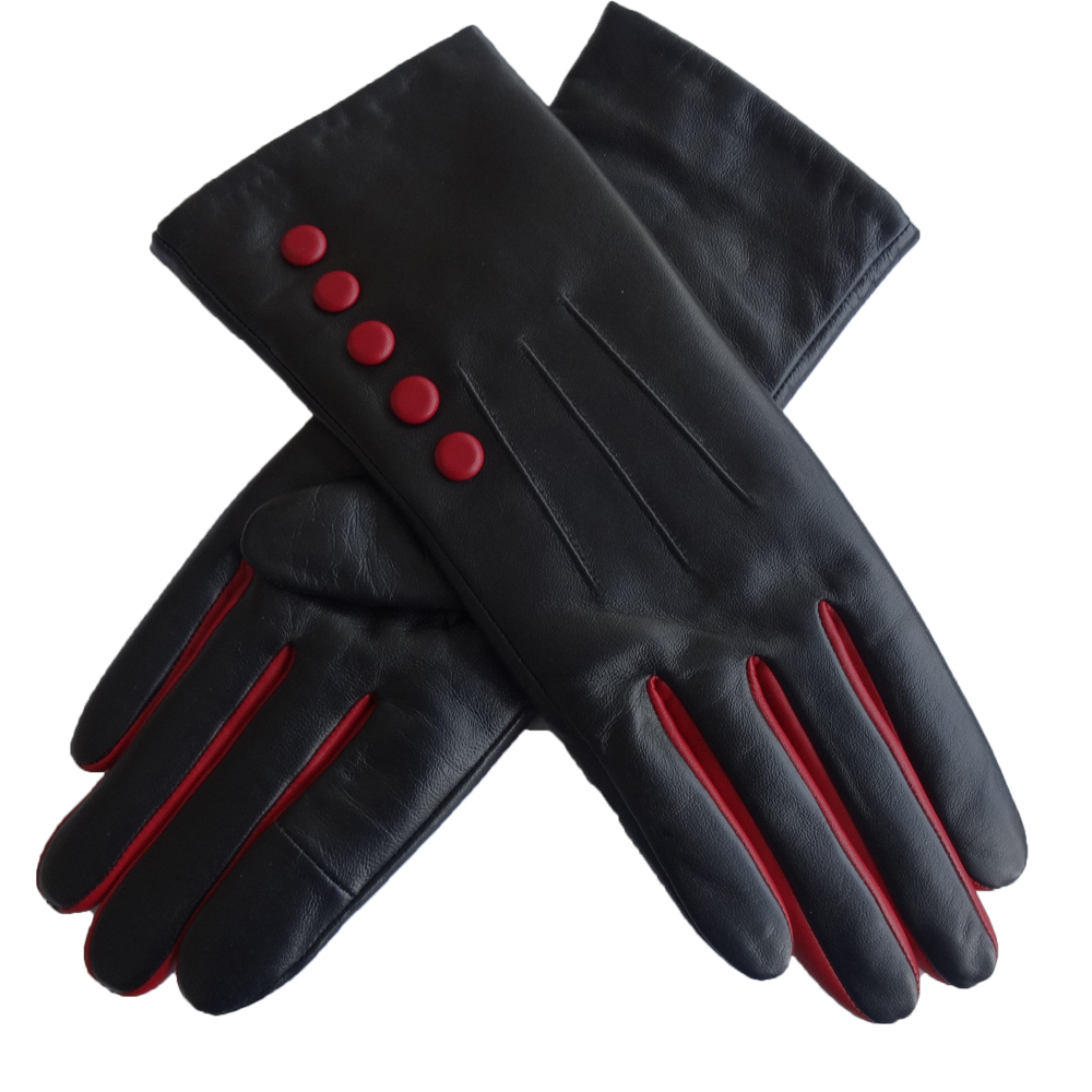 Wholesale hot sale women genuine leather driving gloves with button