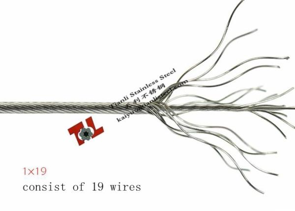 1.4401 1x19 6mm Stainless Steel Wire Rope Net Weight 180 kgs per 1000m