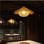 Hand Woven Rattan Pendant Lamp Restaurant Bedroom Corridor Chandelier Indoor Led