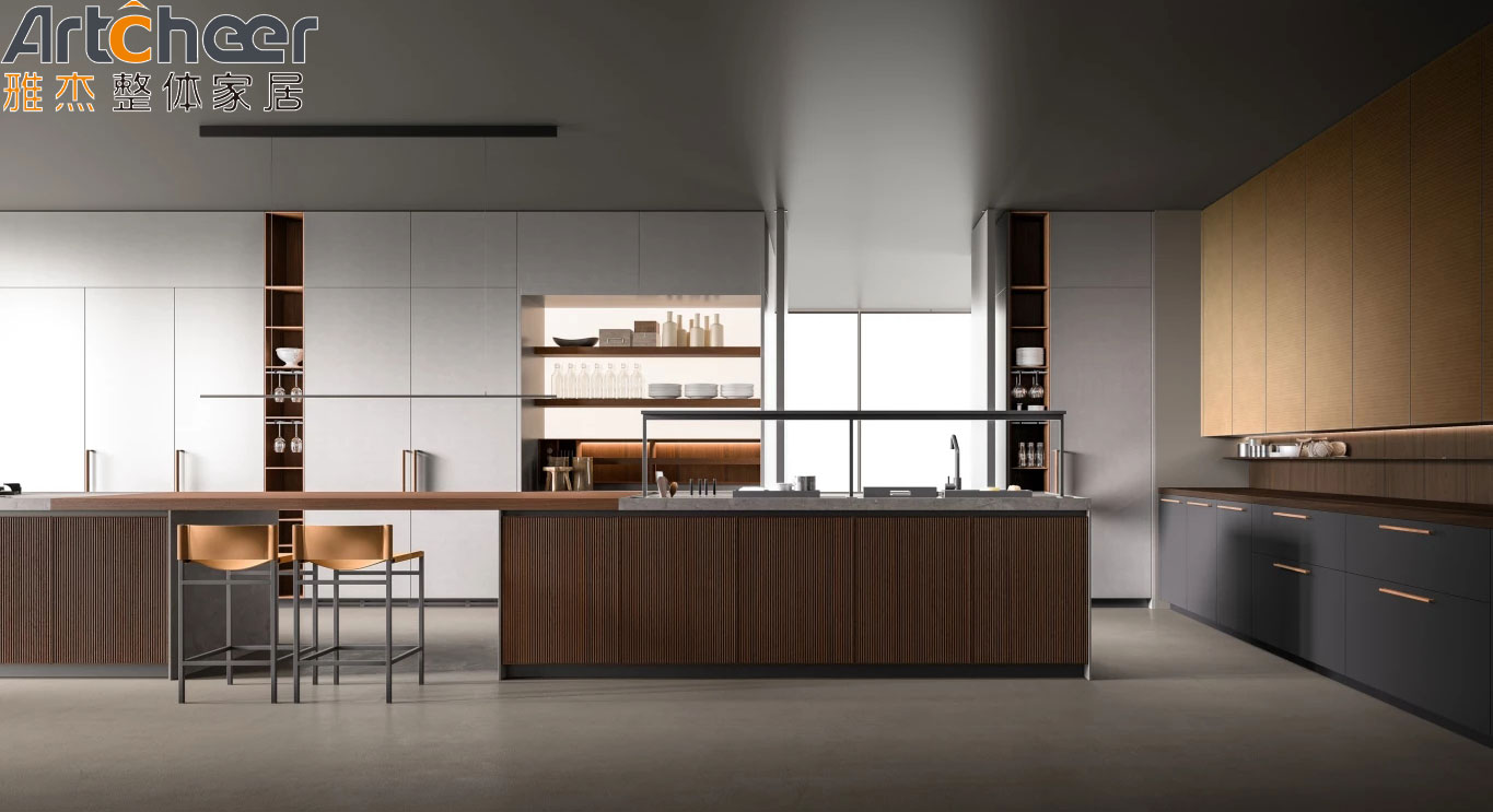 Italian Kitchen Cabinet Modern Design High End Lacquer and Laminated Finish