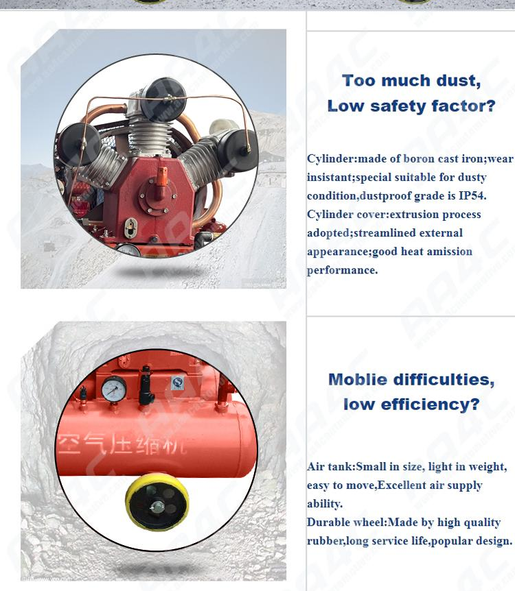 AA4C Reciprocating Portable mining industry piston diesel air compressor outdoor air pump workshop air source AA-W1.8/5