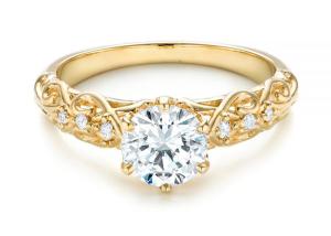 Quality 14K Yellow Gold Real Diamond Jewellery Ring Vintage Style 6.5mm Size OEM wholesale