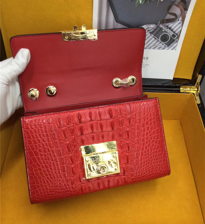 Exotic Crocodile Skin Women's Small Purse Genuine Alligator Leather Lady Flap Bag Chain Belt Female Cross Shoulder Bag