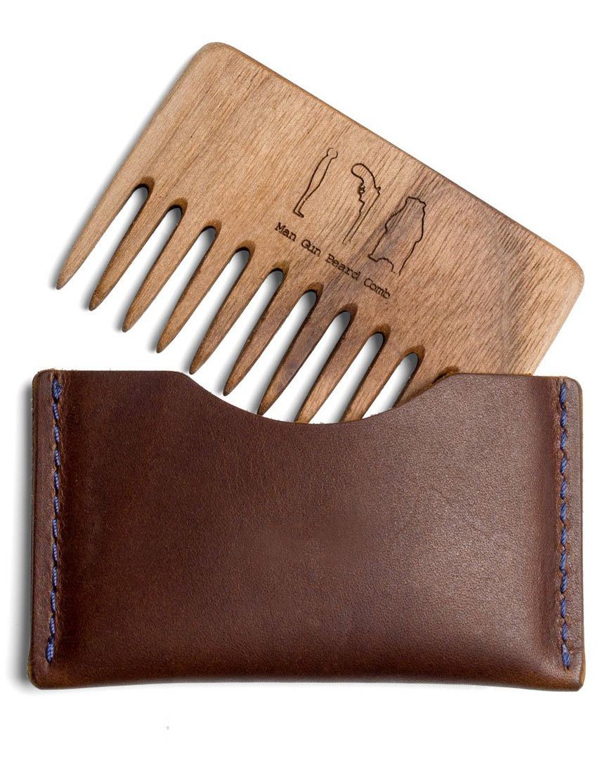Genuine Leather Luxury Packaging Boxes Rectangle Portable Comb Case And Holder