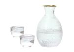 200ml Hammered Gold Rimmed Crystal Glass Sake Bottle