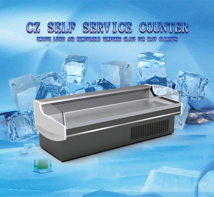 Freestanding Meat Display Freezer 570L Food Cooler 0 - 5 ℃ Showcase